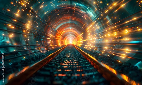 Abstract perspective of railway tracks converging in the distance, creating a sense of depth and infinity © Lucky Vision