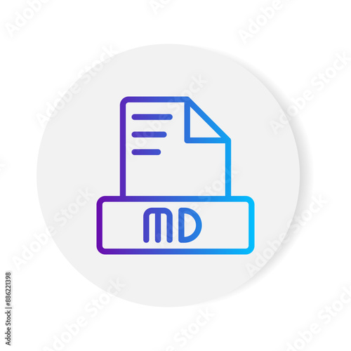 Md document format file icon. with gradient outlines. vector illustration.