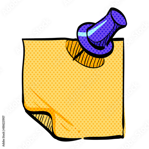 Sticky note halftone icon hand drawn color vector illustration