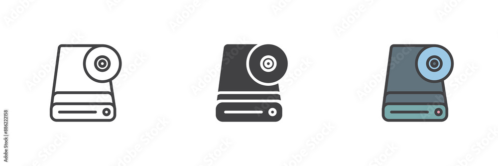 Hard disk different style icon set Hard disk different style icon set