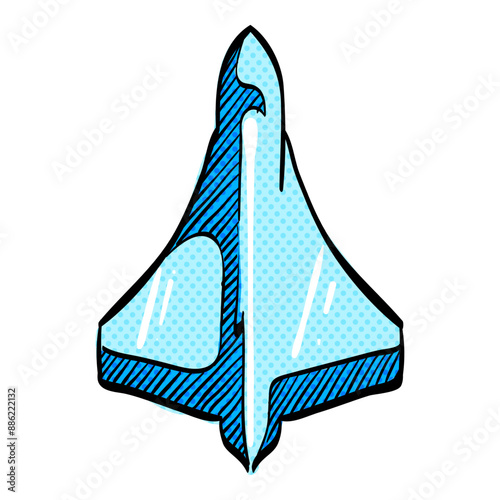 Supersonic airplane halftone icon hand drawn color vector illustration