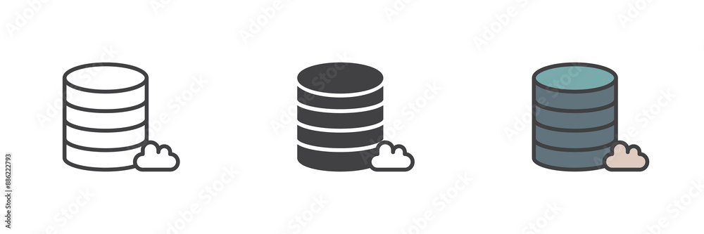 Cloud storage different style icon set