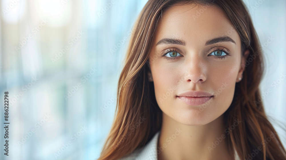 Young confident business woman standing by the window Young confident business woman standing by the window