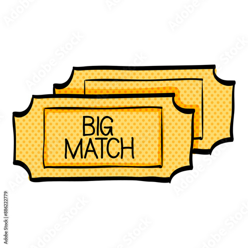 Ticket halftone icon hand drawn color vector illustration