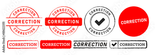 red and black rubber stamp correction label sticker sign for business confirm corrective business