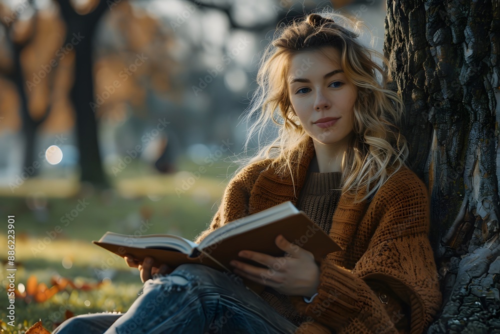 Obraz premium Woman Enjoying a Peaceful Reading Session in a Park
