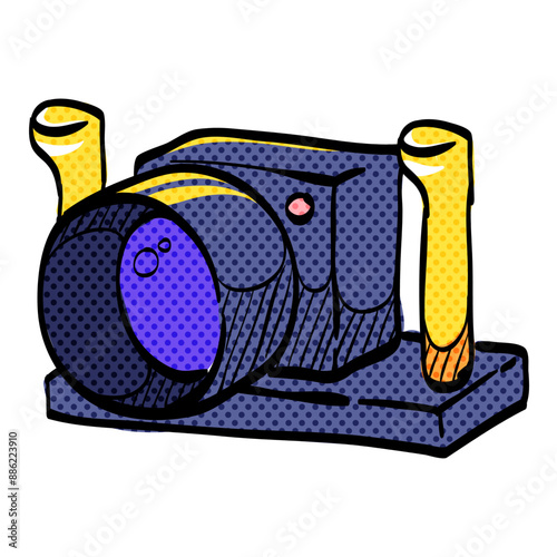 Underwater camera halftone icon hand drawn color vector illustration