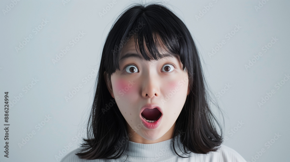 驚いた表情の日本人女性 驚いた表情の日本人女性