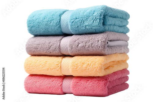 A Stack of Soft and Colorful Towels Ready for a Relaxing Bath Isolated on a Transparent Background PNG.