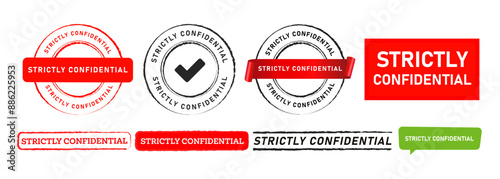strictly confidential rubber stamp seal badge labels ticker sign for private secret information