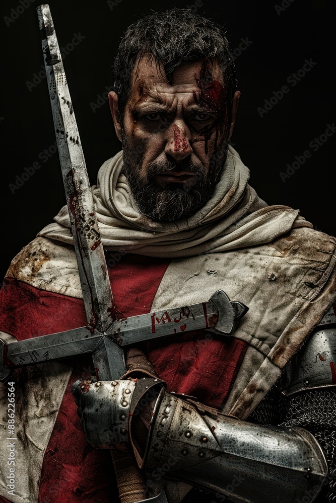 Obraz premium Portrait of a warrior monk of the Templar Order