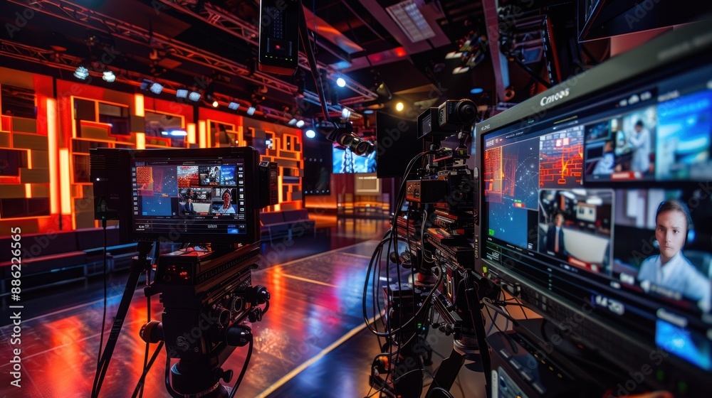 custom made wallpaper toronto digitalTelevision Studio Setup with Cameras and Monitors