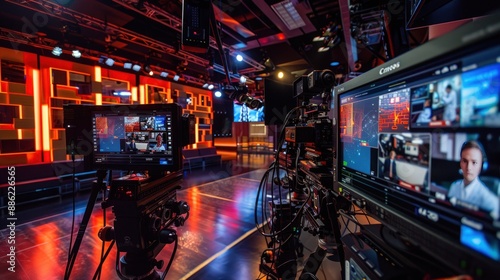 Wallpaper Mural Television Studio Setup with Cameras and Monitors Torontodigital.ca