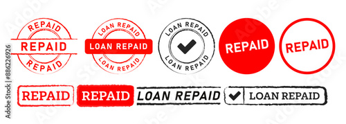 loan repaid circle and rectangle rubber stamp sign for funding financial monetary