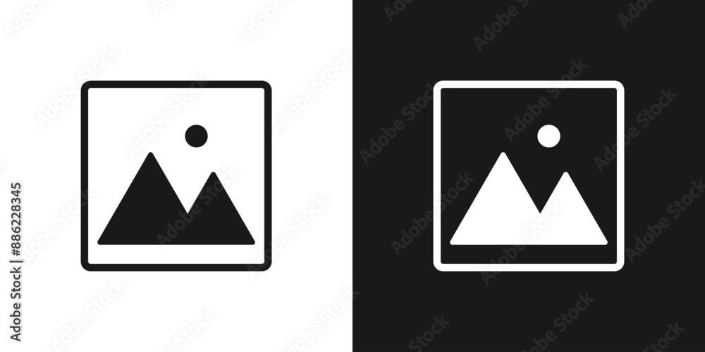 Gallery icon sign on black and white set vector illustration Gallery icon sign on black and white set vector illustration