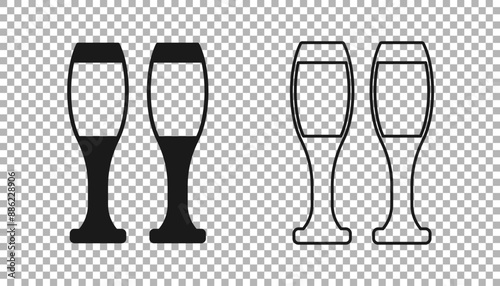 Black Bowling pin icon isolated on transparent background. Juggling clubs, circus skittles. Vector
