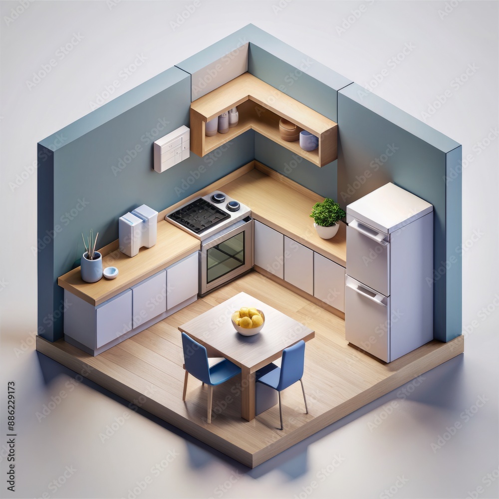 3D Render of a contemporary kitchen with state-of-the-art appliances and minimalist cabinetry, on isolated white background, Generative AI 3D Render of a contemporary kitchen with state-of-the-art appliances and minimalist cabinetry, on isolated white background, Generative AI