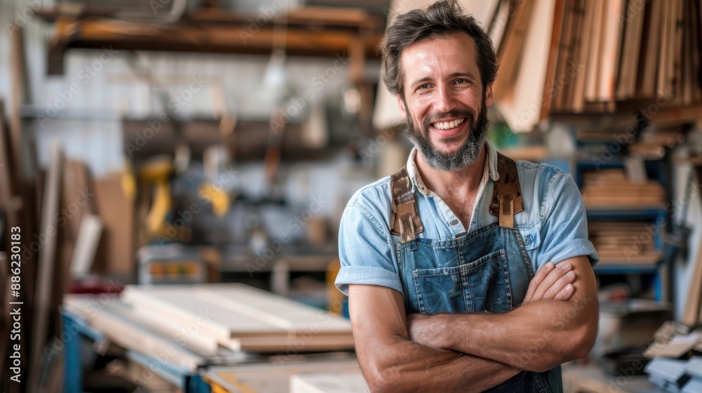 The carpenter smiled happily. The carpenter smiled happily.