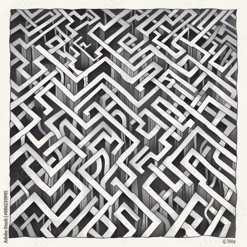 A huge maze or labyrinth background 3d