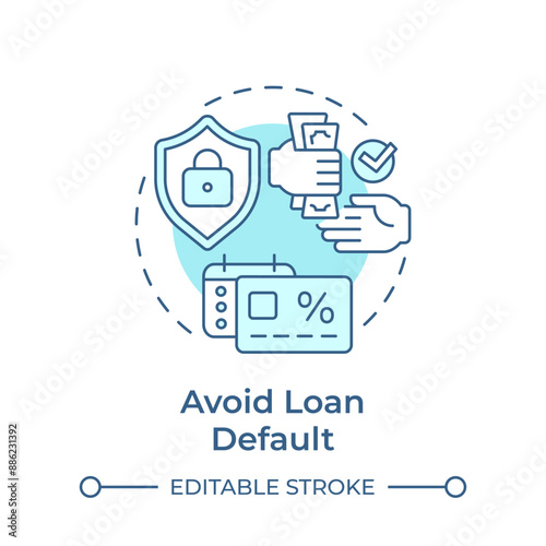 Avoid loan default soft blue concept icon. Financial stability, asset control. Round shape line illustration. Abstract idea. Graphic design. Easy to use in infographic, presentation