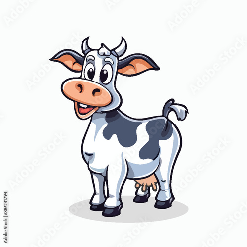 Beautiful cute cow vector cartoon illustration