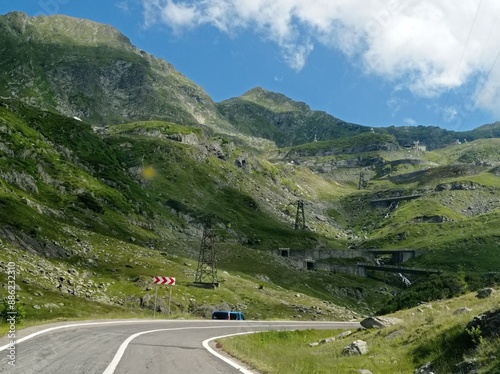  Scenic Mountain Road with Sharp Turn