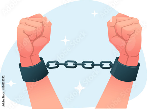 hands balled into fists with handcuffs on