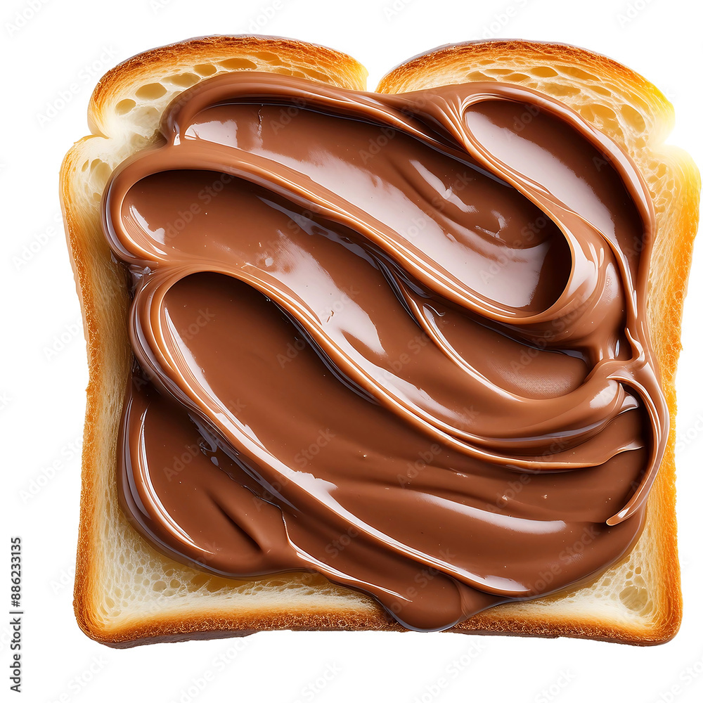 Fresh bread smeared with delicious chocolate spread on transparent background. design elements. Fresh bread smeared with delicious chocolate spread on transparent background. design elements.