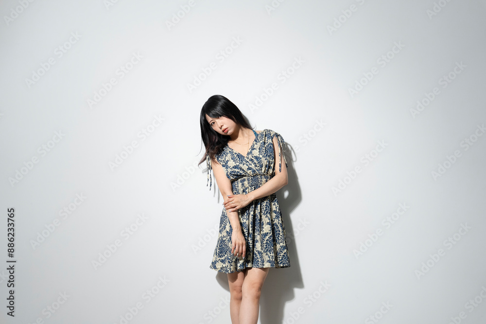 夏のワンピースを着た女性 夏のワンピースを着た女性
