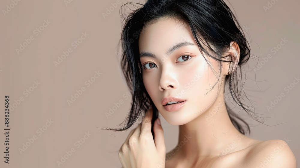 Beautiful Asian Woman model with natural make up and clean fresh skin Beautiful Asian Woman model with natural make up and clean fresh skin