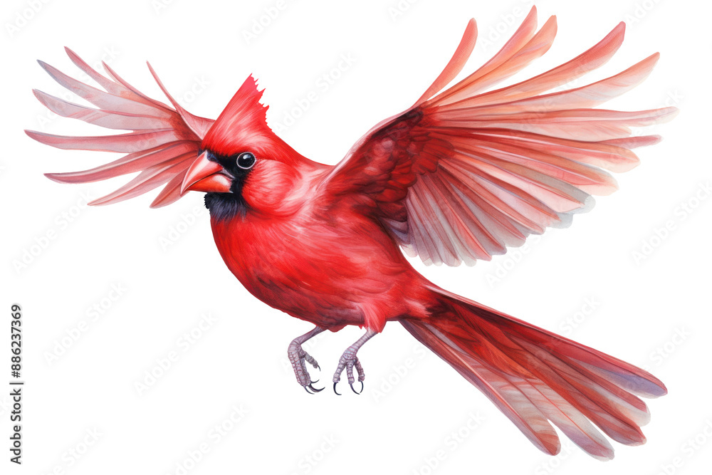 Fototapeta premium PNG Vibrant cardinal bird illustration