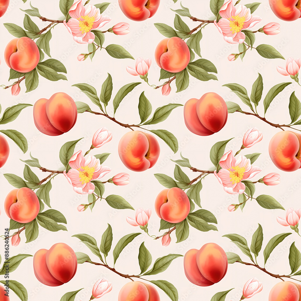 Peach seamless tile square continuous pattern background Peach seamless tile square continuous pattern background