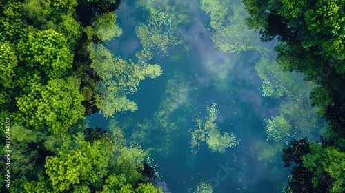 Aerial View of a Forest Pond © arttools