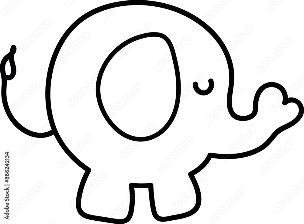 Cute Cartoon Elephant Outline Illustration Cute Cartoon Elephant Outline Illustration