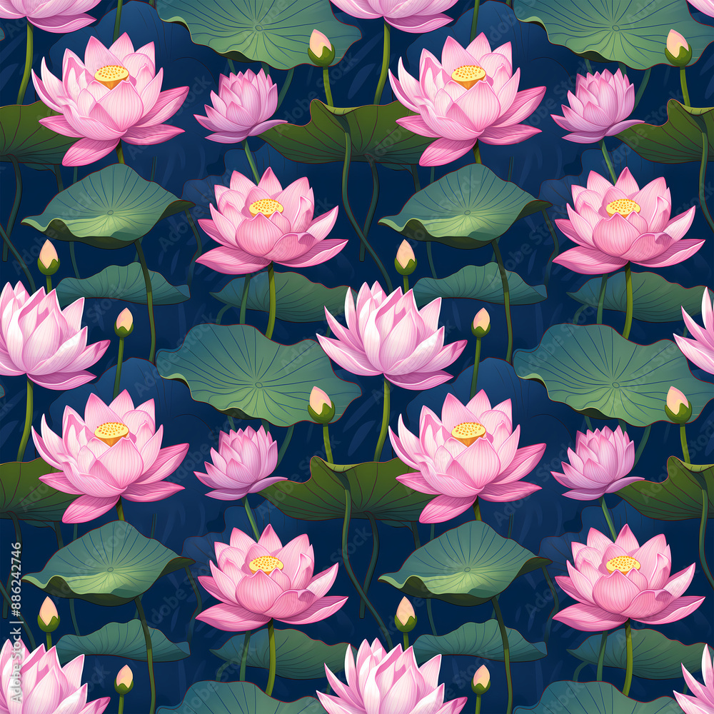 Lotus seamless tile square continuous pattern background Lotus seamless tile square continuous pattern background