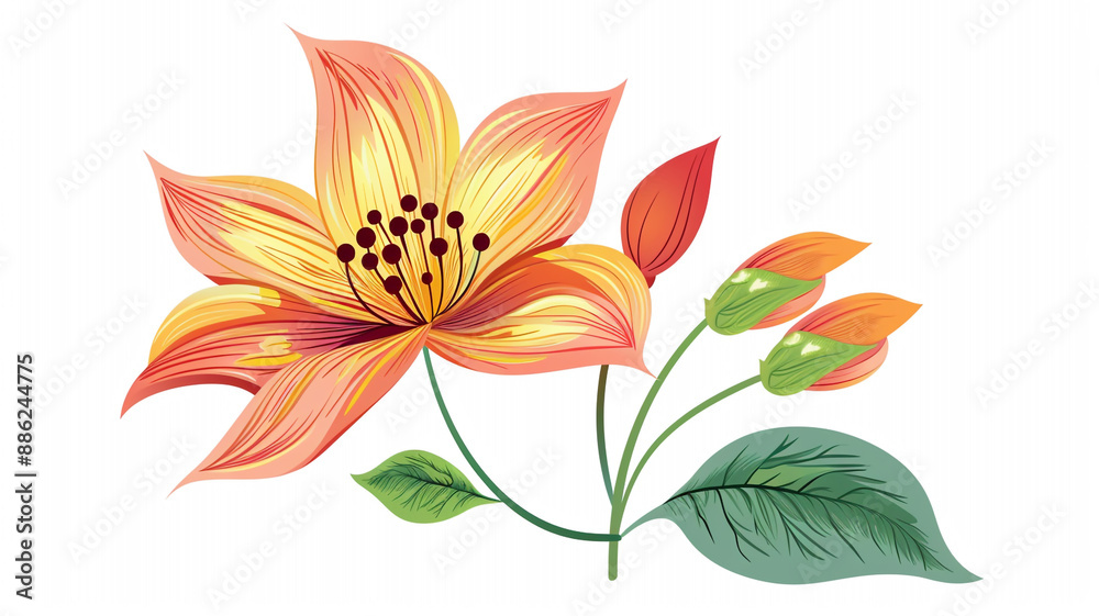 Fototapeta premium Petunia colorful flower watercolor isolated on white background. petunia flower, colorful petunia, watercolor petunia, flower watercolor, petunia illustration, botanical art, floral watercolor,