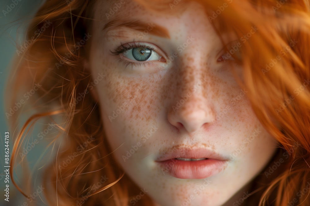 Young Woman with Freckles and Flowing Red Hair Young Woman with Freckles and Flowing Red Hair
