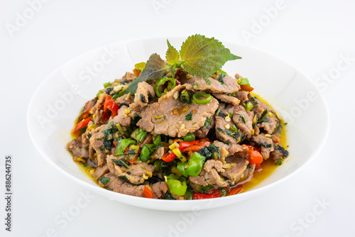 Chinese food: Spicy basil fried beef