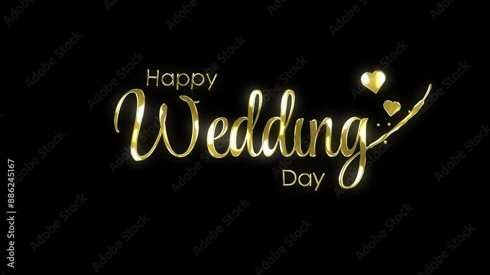 happy wedding day gold animated wedding greetings gold happy wedding lettering text gold luxury sparkling 4k looping