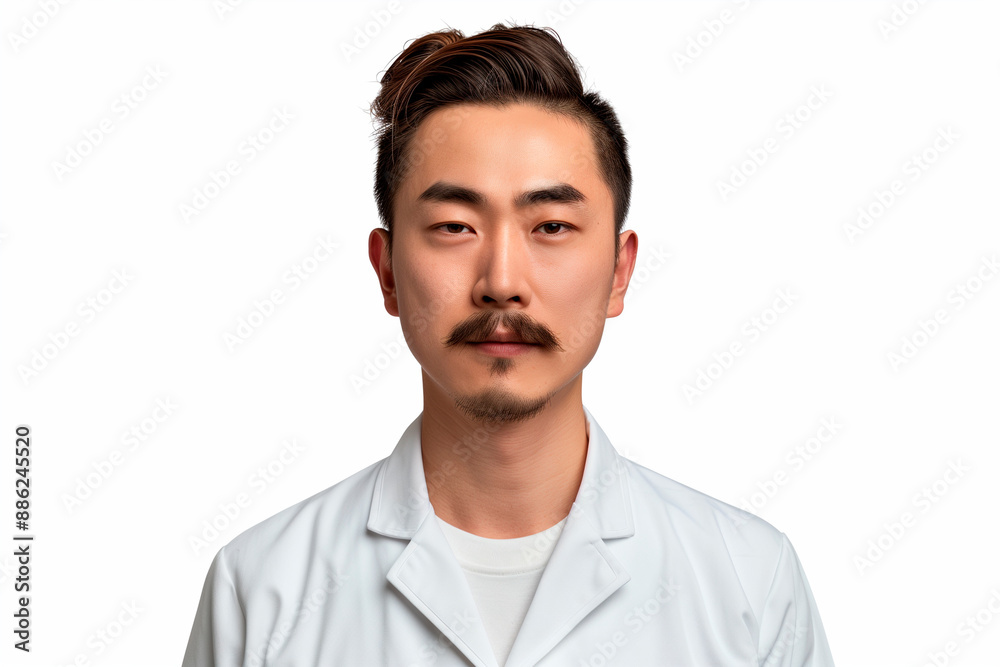 front face portrait, 24 year old man, mustache, kind, dignified, temperament , with bun hair front face portrait, 24 year old man, mustache, kind, dignified, temperament , with bun hair