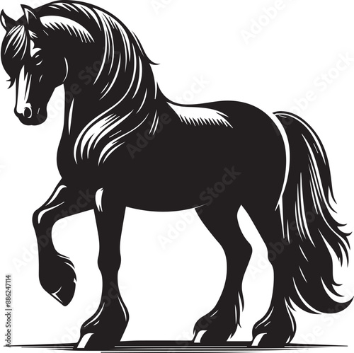 Equestrian horse and rider jumping silhouette. Vector illustration