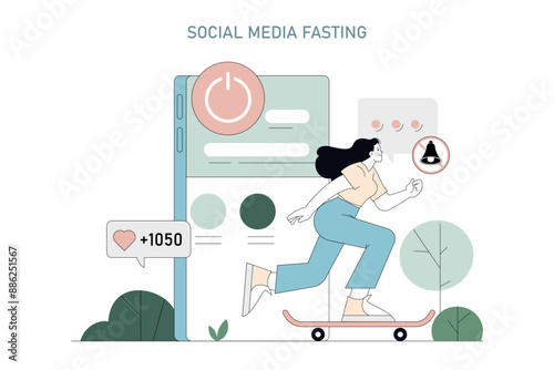 Digital Detox. Flat Vector Illustration