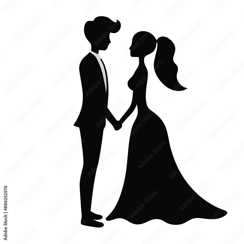 couple silhouette vector illustration, holding there hand, white background couple silhouette vector illustration, holding there hand, white background