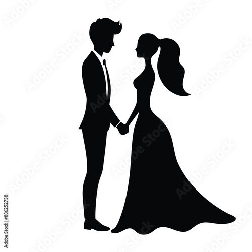 couple silhouette vector  illustration, holding there hand, white background 