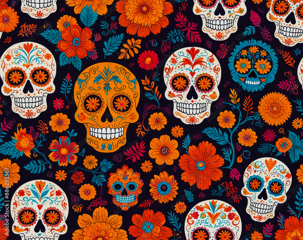 seamless pattern with skulls seamless pattern with skulls