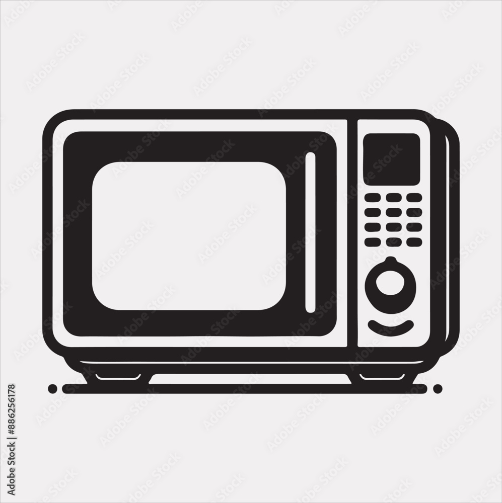 Microwave line art silhouette vector on a white background