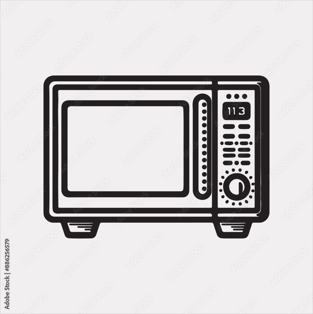Microwave line art silhouette vector on a white background Microwave line art silhouette vector on a white background