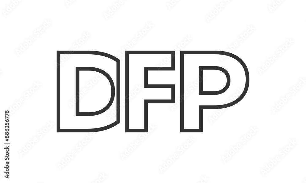 DFP logo design template with strong and modern bold text. Initial based vector logotype featuring simple and minimal typography. Trendy company identity. DFP logo design template with strong and modern bold text. Initial based vector logotype featuring simple and minimal typography. Trendy company identity.
