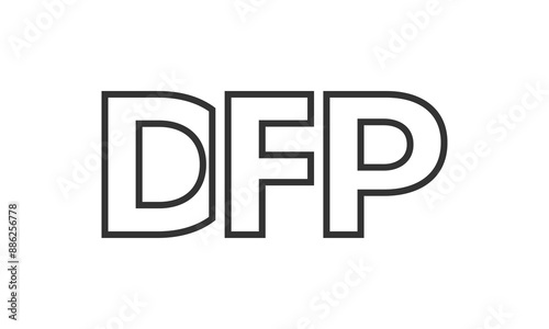 DFP logo design template with strong and modern bold text. Initial based vector logotype featuring simple and minimal typography. Trendy company identity.