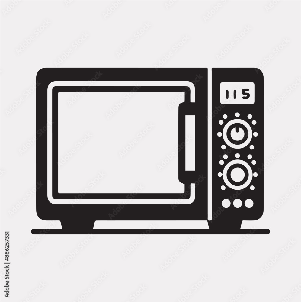 Microwave line art silhouette vector on a white background Microwave line art silhouette vector on a white background